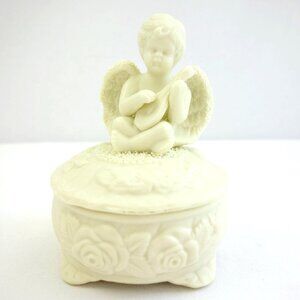 Vintage‎ Cherub Angel Bisque Trinket Box